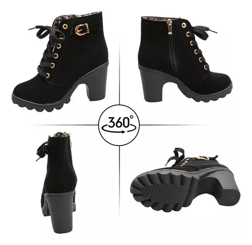 Botines De Mujer Con Tacón Moda Cuero Martin Boots