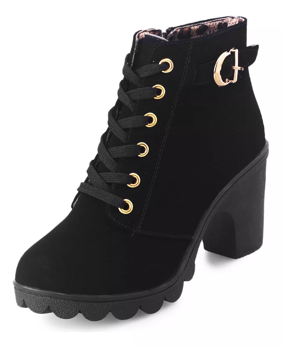 Botines De Mujer Con Tacón Moda Cuero Martin Boots