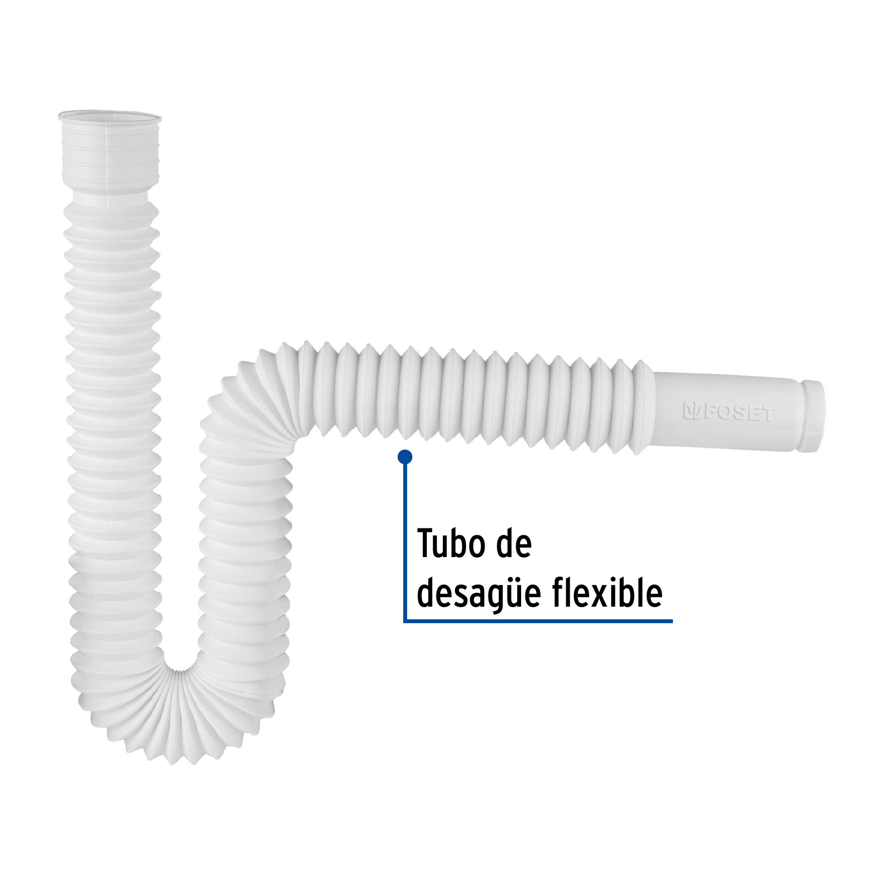 Céspol flexible, polietileno blanco, para lavabo y fregadero