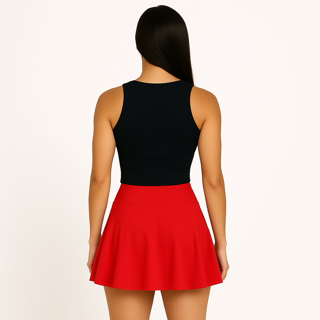  FALDA SHORT DEPORTIVA MUJER PARA TENIS, YOGA, FIT, GOLF, GYM, GIMNASIA, ATLETISMO, SENDERISMO, ACTIVIDADES AL AIRE LIBRE CON BOLSO INTEGRADO 2 EN 1 COLOR ROJA