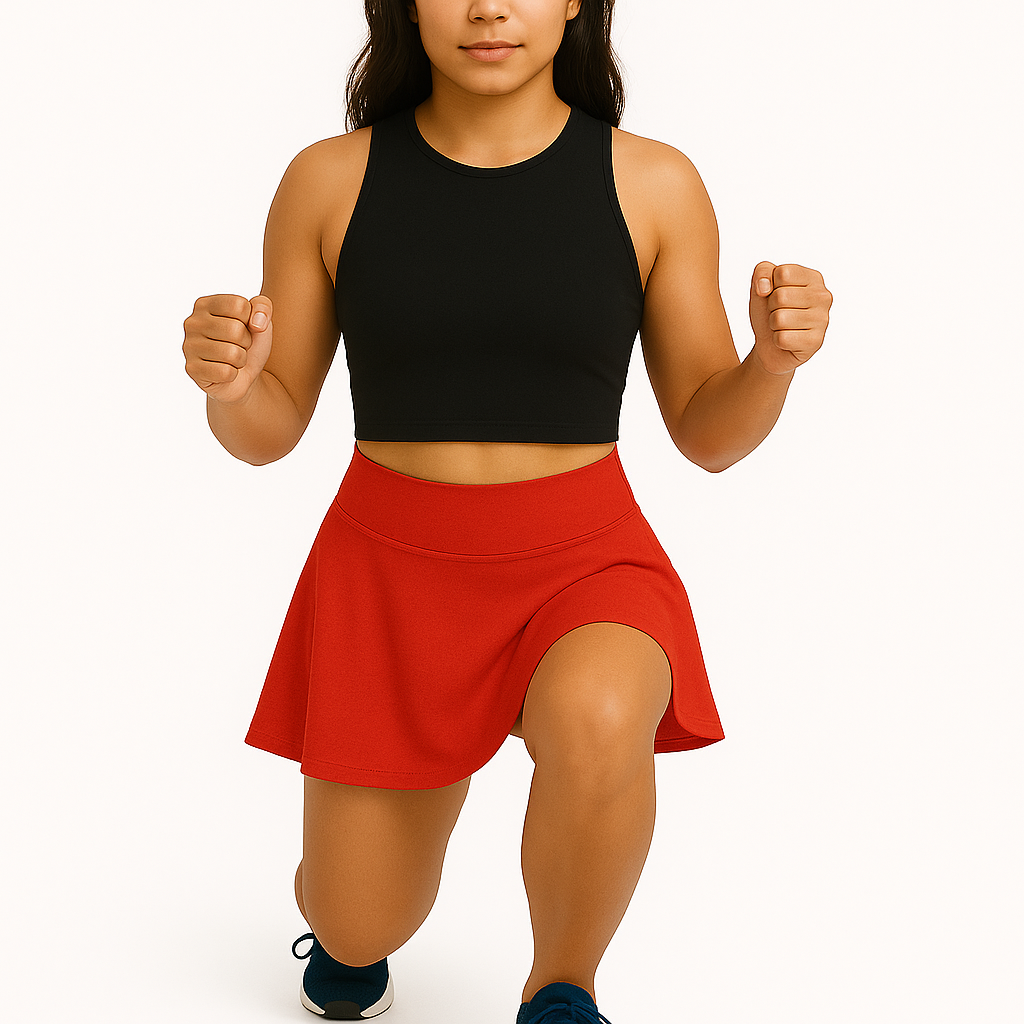 FALDA SHORT DEPORTIVA MUJER PARA TENIS, YOGA, FIT, GOLF, GYM, GIMNASIA, ATLETISMO, SENDERISMO, ACTIVIDADES AL AIRE LIBRE CON BOLSO INTEGRADO 2 EN 1 COLOR ROJA