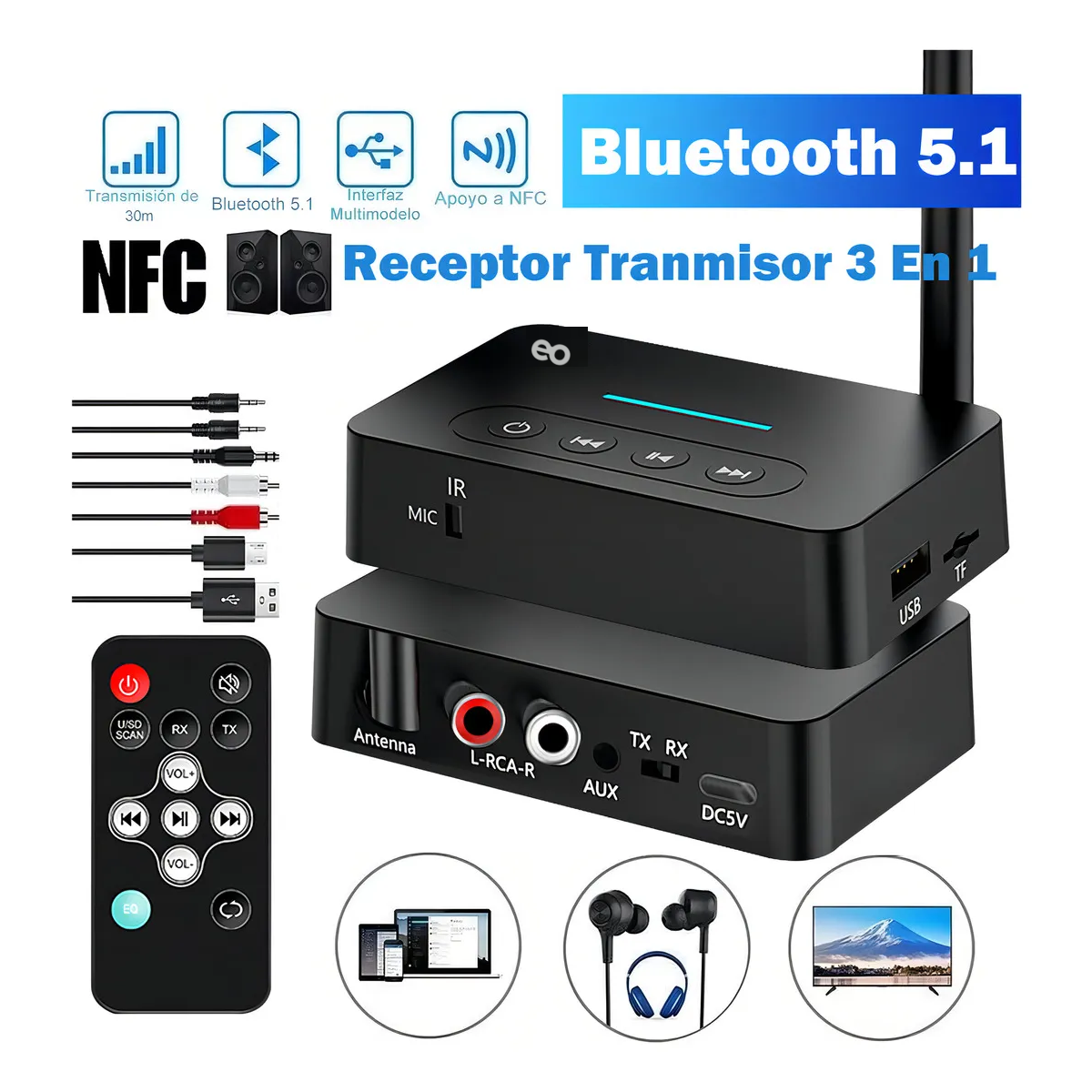 Transmisor/receptor Audio Estéreo Adaptador