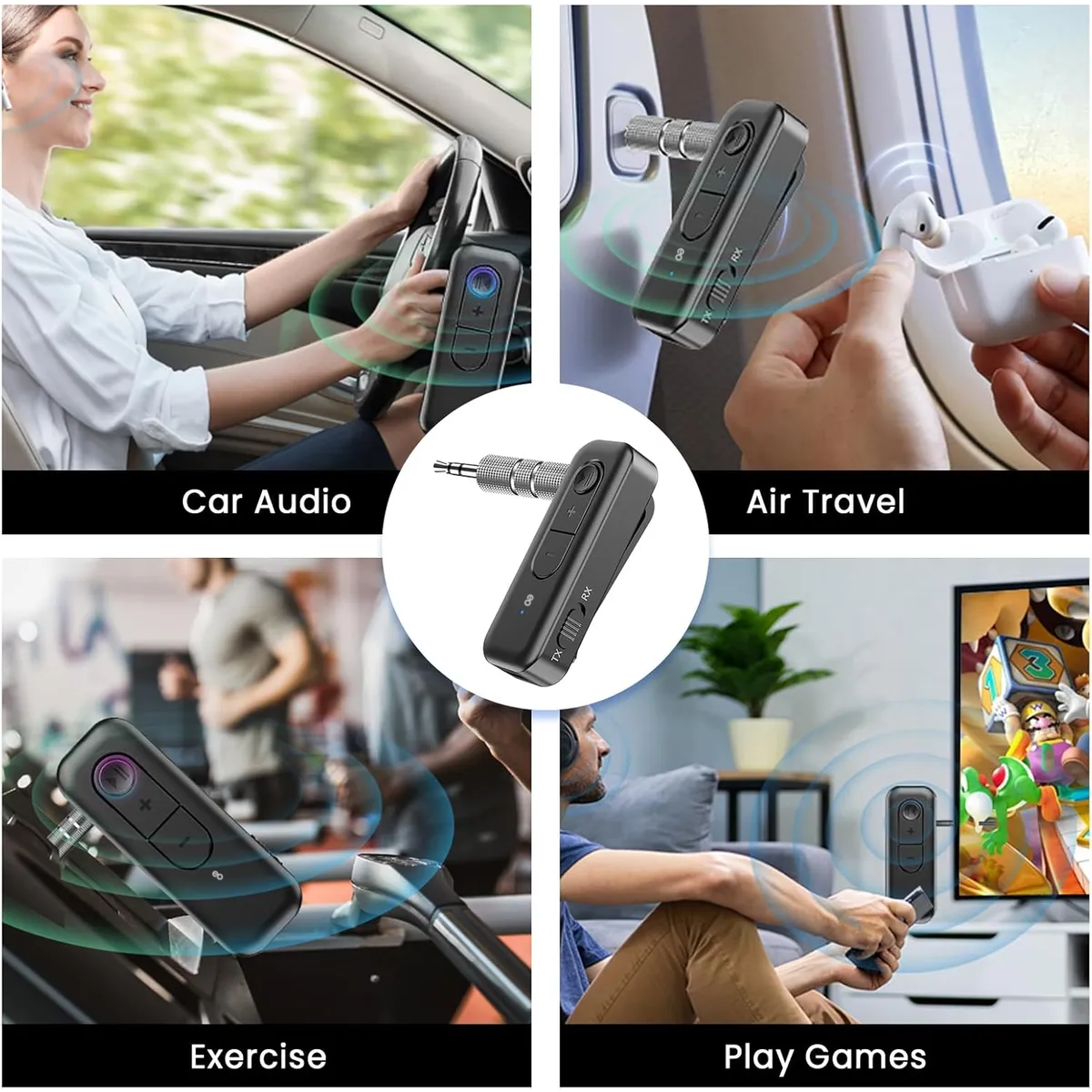 Receptor Y Transmisor Bluetooth 5.3 Aux Con Clip, Manos Libres