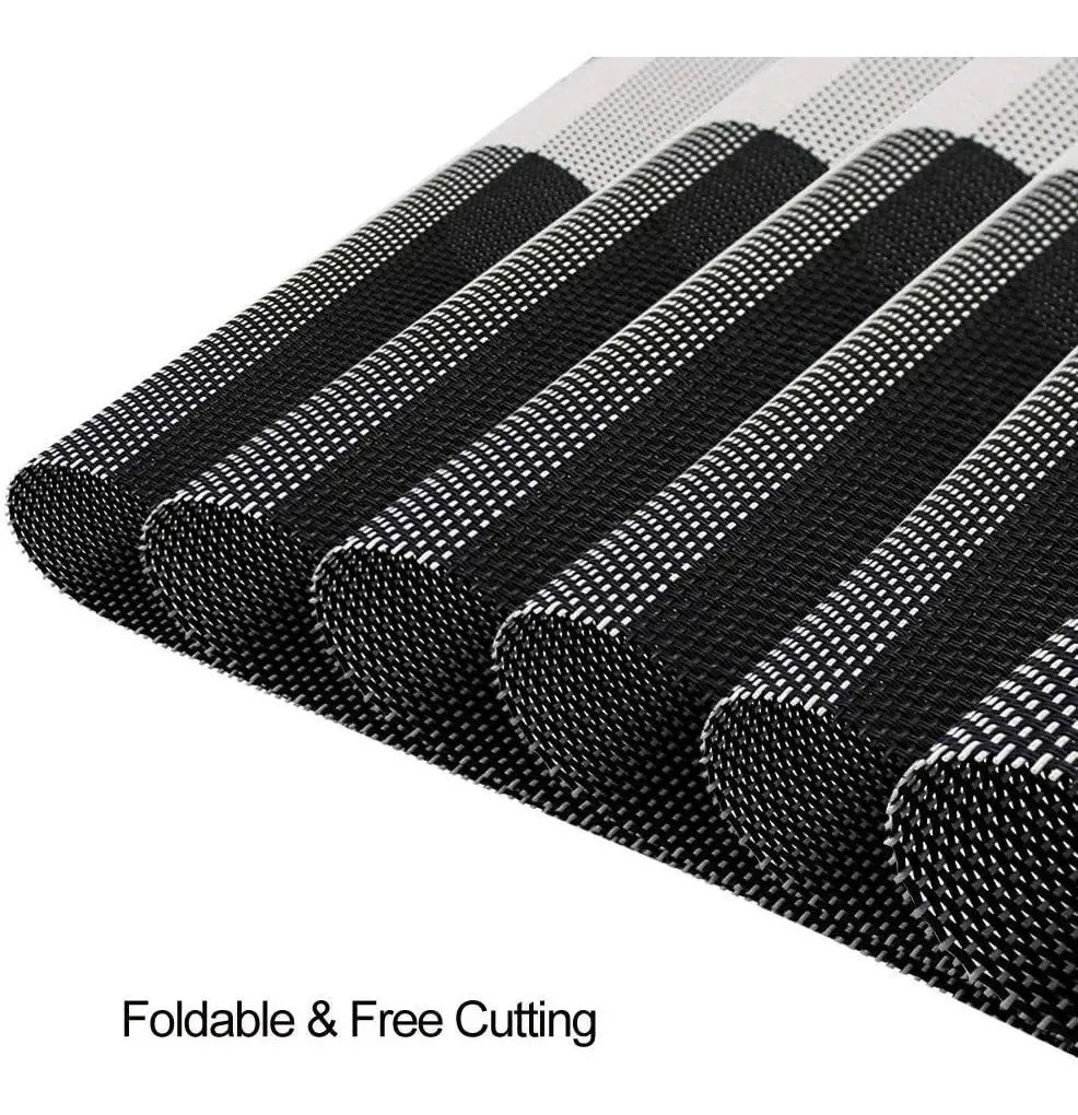Mantel Individual Lavable Antideslizante 8 Piezas Color Negro Enrejado