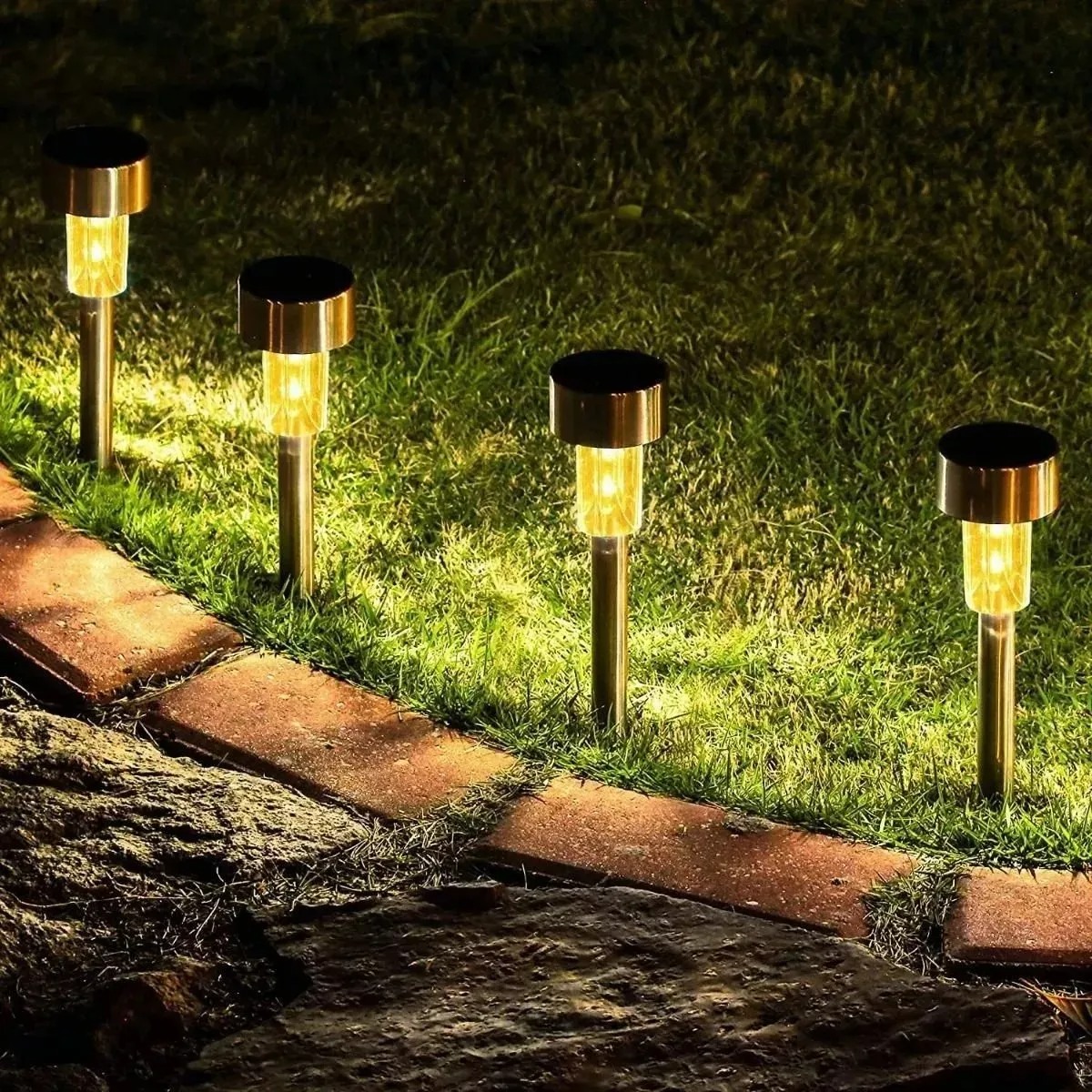 Luz Solar Césped Jardín Aire Libre 10 Piezas Iluminación