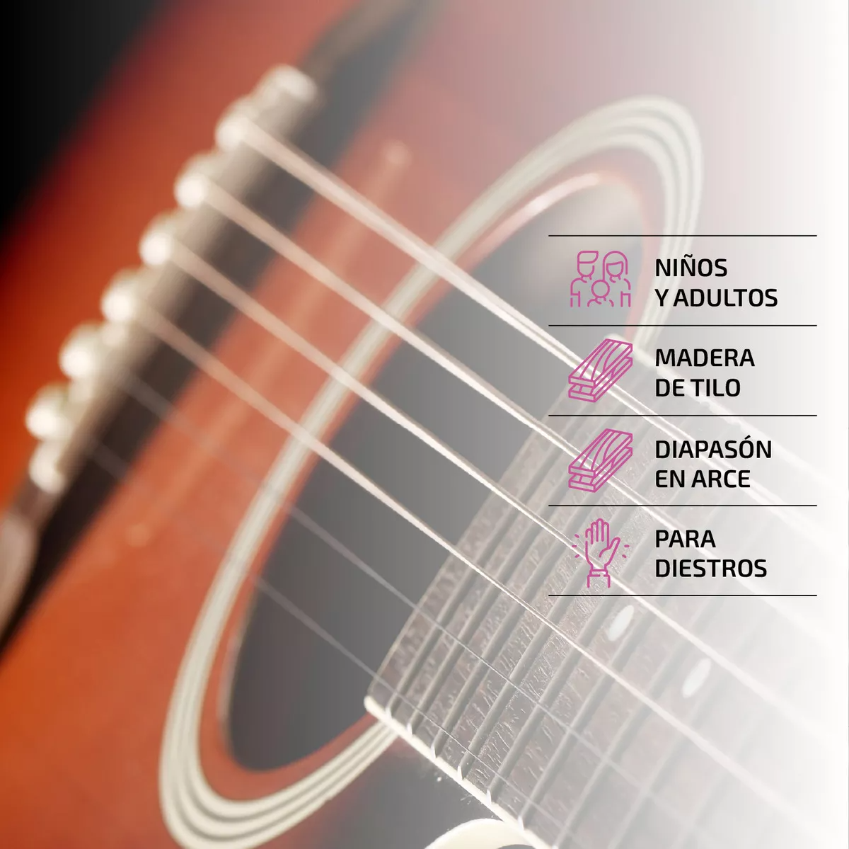 Guitarra Electroacústica 38” Naranja - Diapasón de Arce, Equalizador Integrado y Accesorios Incluidos para Músicos Modernos
