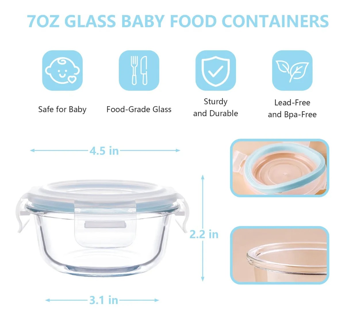 Luvan Contenedores Bebé Alimentos Recipientes 12 Juegos 7oz