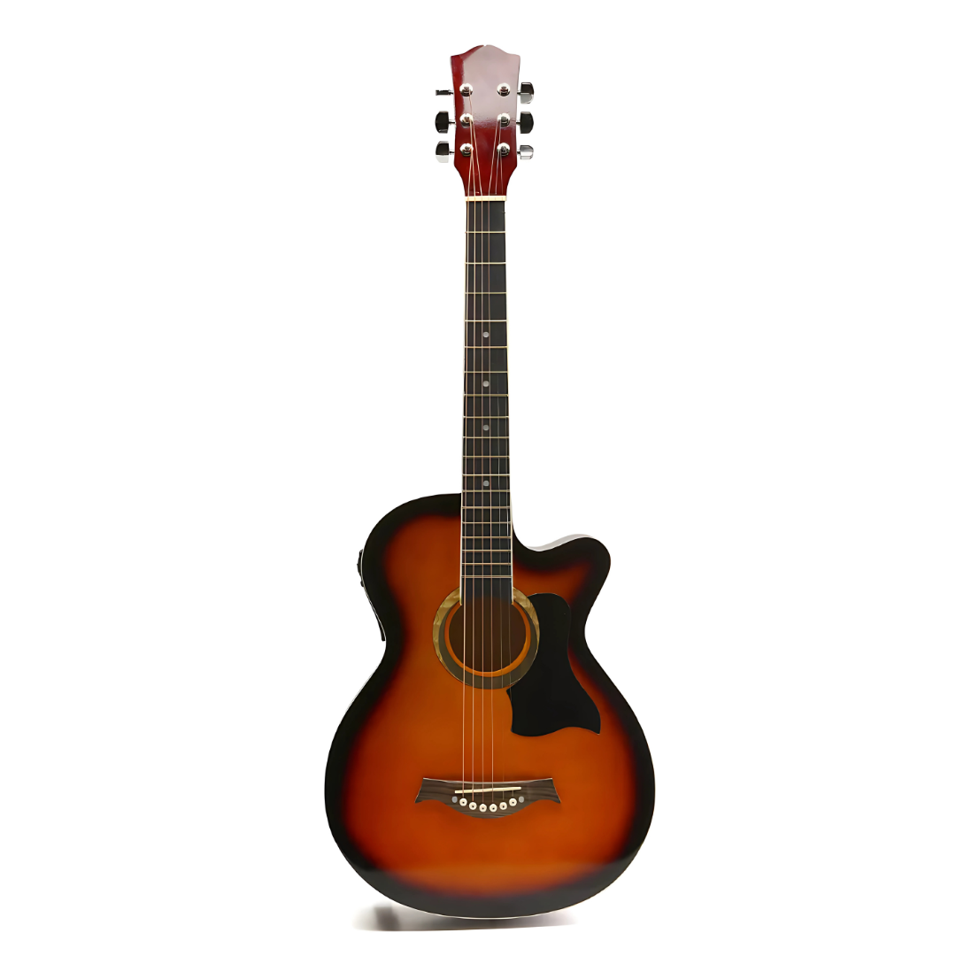 Guitarra Electroacústica 38” Naranja - Diapasón de Arce, Equalizador Integrado y Accesorios Incluidos para Músicos Modernos