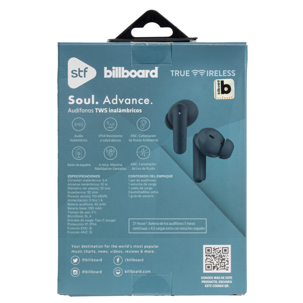 Audífonos inalámbricos TWS Soul Advance Billboard by STF Color Grafito
