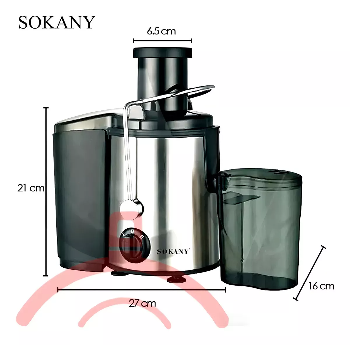 Extractor De Jugos Automatico Frutas Y Verduras Sokany-4000 Home De Frutas Y Verduras De Alta Calidad Versión Mejorada Motor Potente De 800w Cuerpo De Acero Lnoxidable304 1600ml De Gran Color Plateado