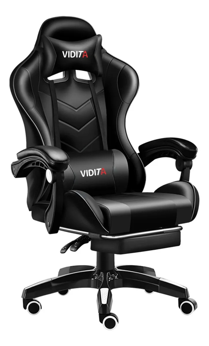 Silla Gamer Vidita GX2000 Vidita Vidita ergonómica negra con tapizado de poliuretano