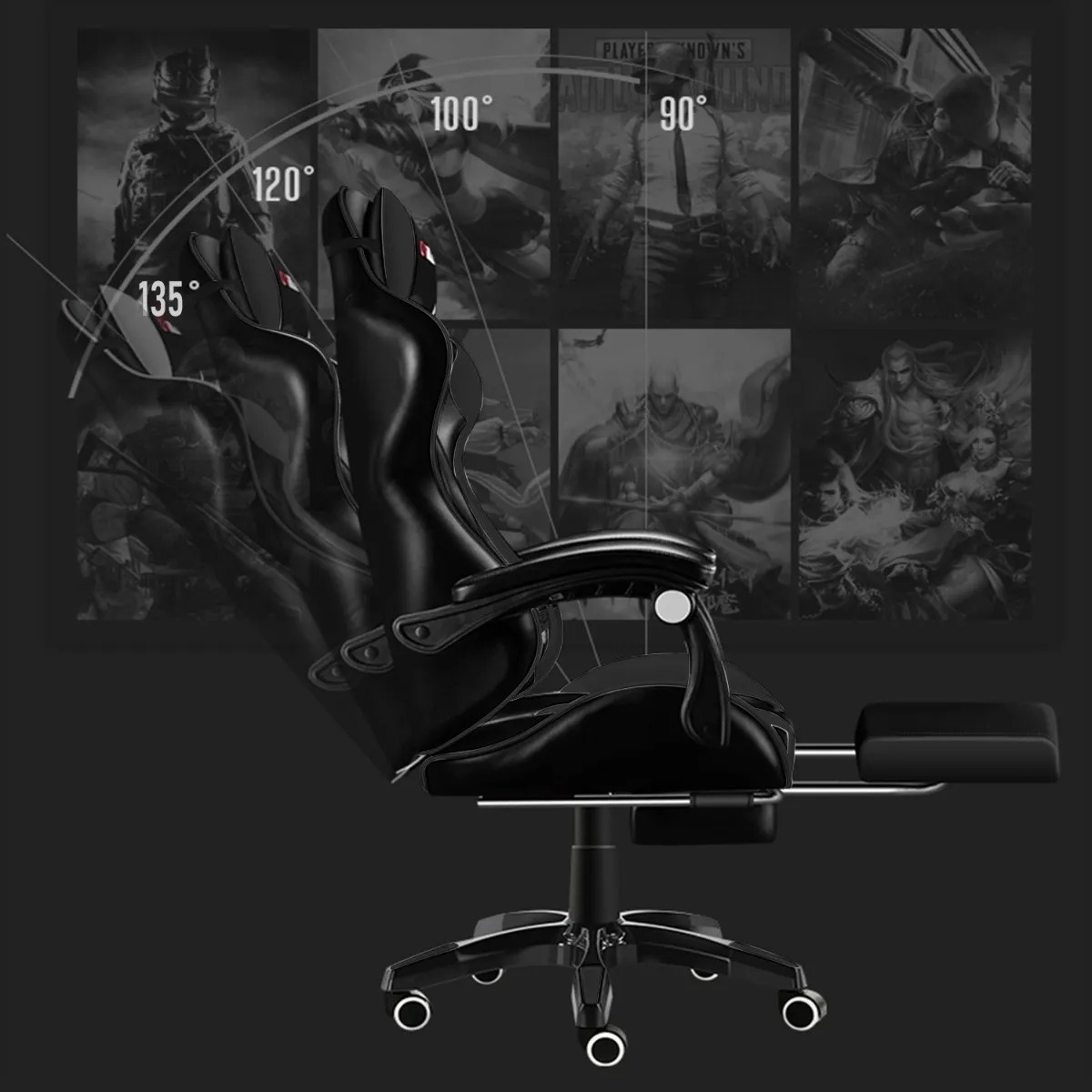 Silla Gamer Vidita GX2000 Vidita Vidita ergonómica negra con tapizado de poliuretano