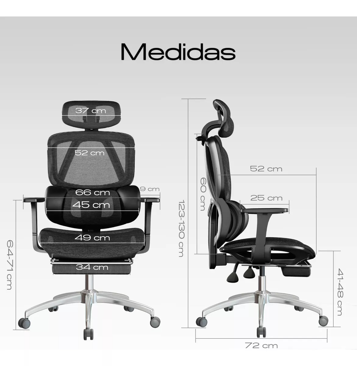 Silla Ergonómica De Oficina Soporte Lumbar 135° Ouo T70 Lite Color Alulitenegro Material Del Tapizado Malla
