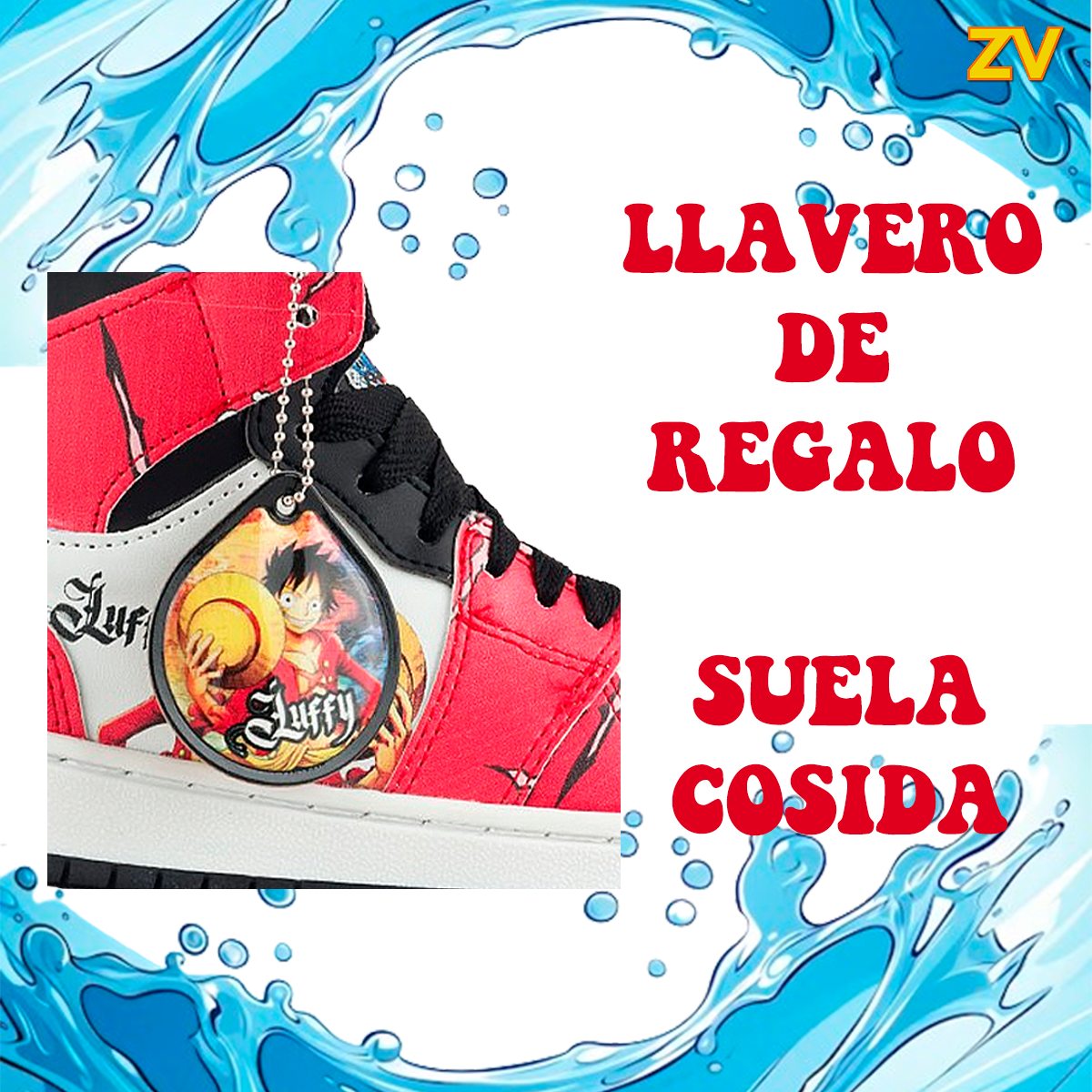 Tenis One Piece Monkey D. Luffy Manga Anime Cosido 416-N-BOP