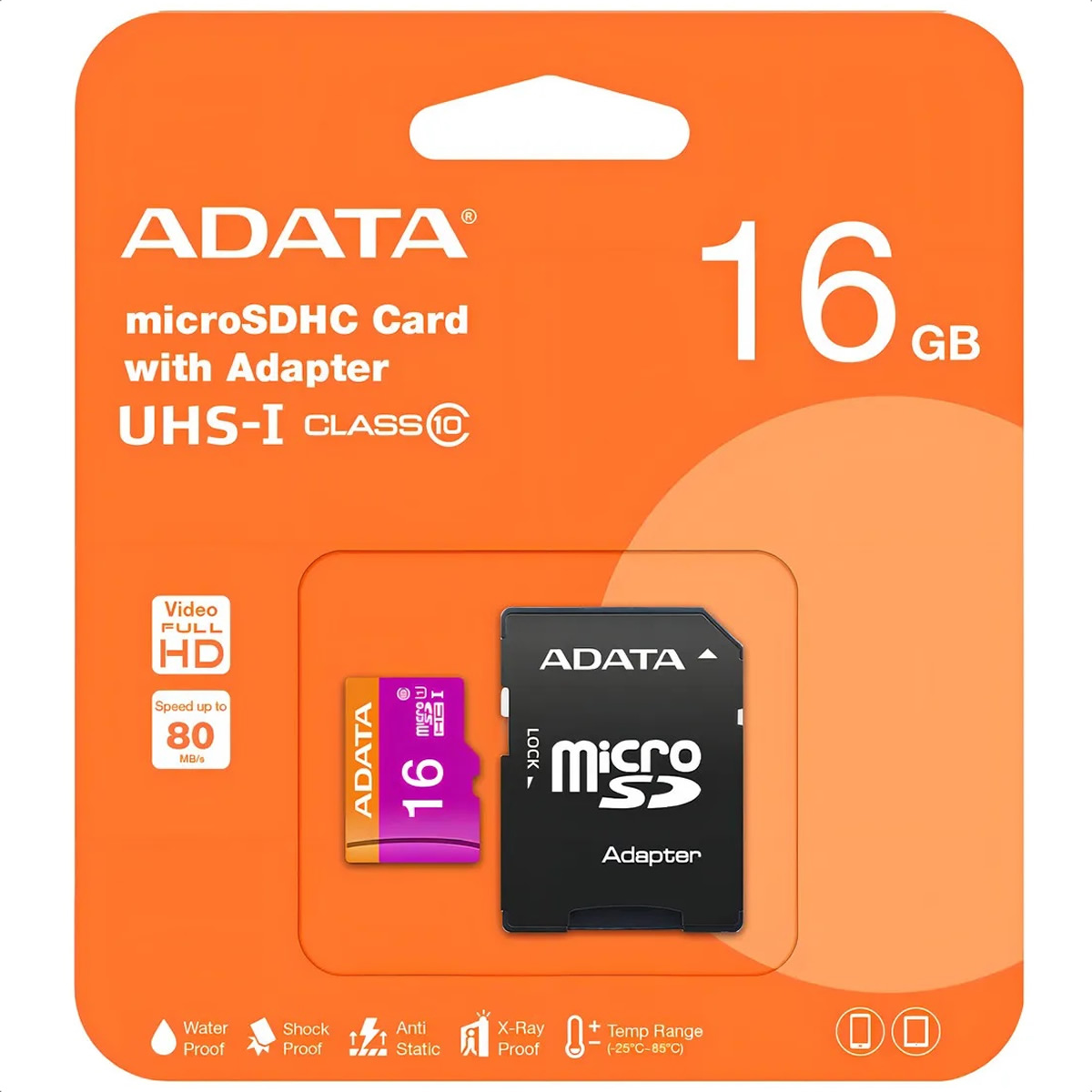 Memoria MicroSD 16 GB Adata SDHC Con Adaptador Clase 10 AUSDH16GUICL10-RA1