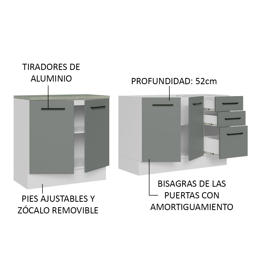 Cocina Integral Completa Modular Madesa Agata Con Pia 200cm BG