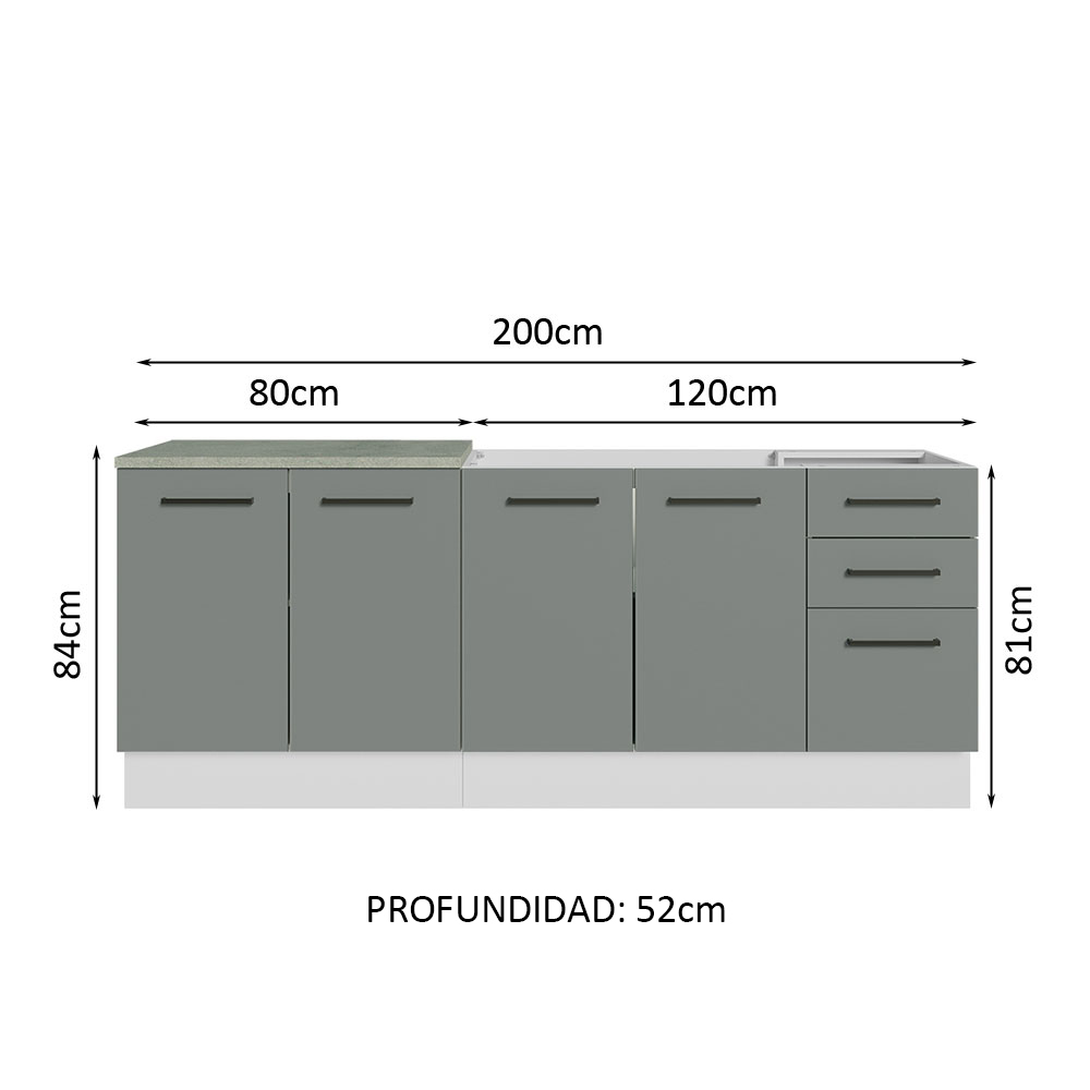 Cocina Integral Completa Modular Madesa Agata Con Pia 200cm BG