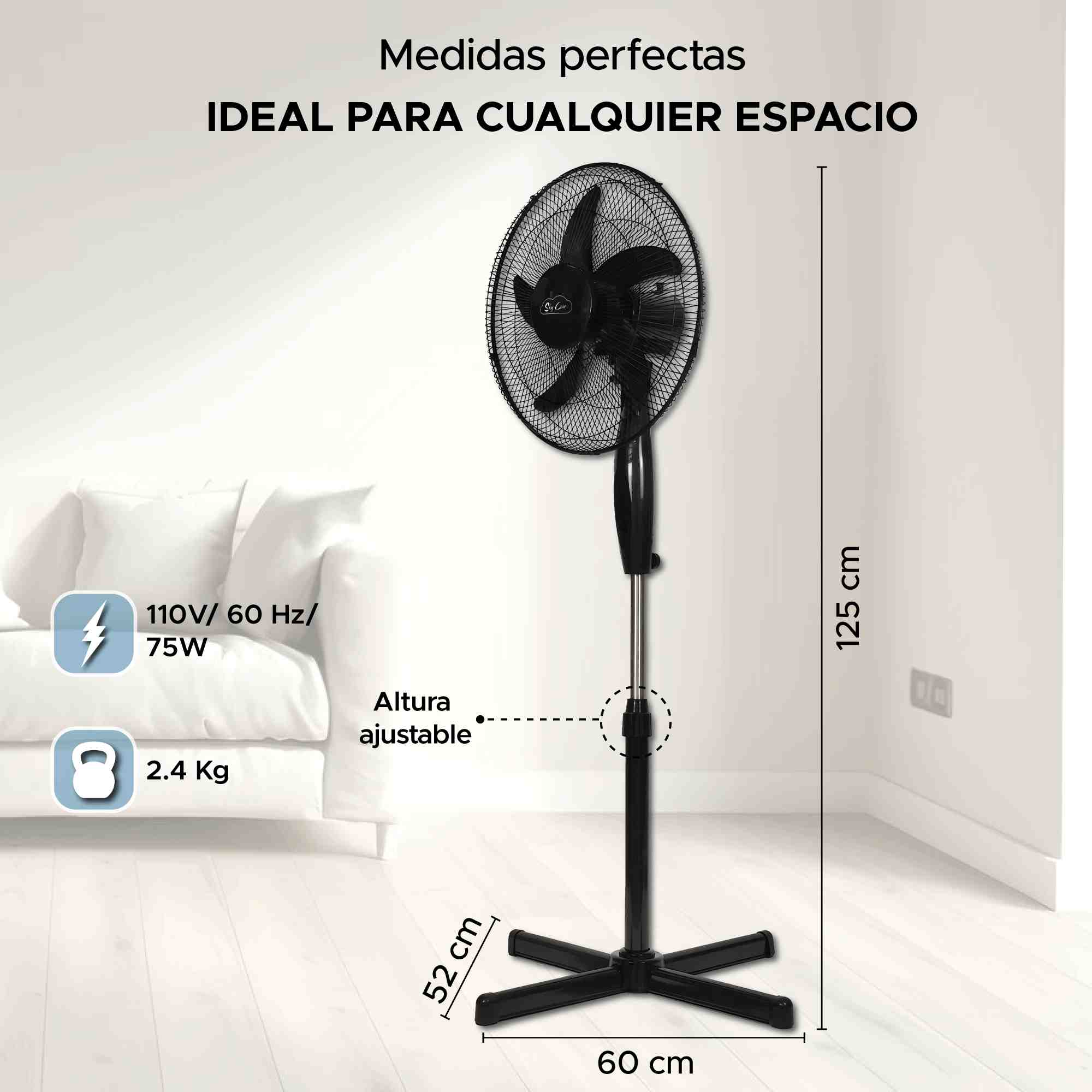 Set 2 Ventiladores De Pedestal Sky Care 16'' Negro