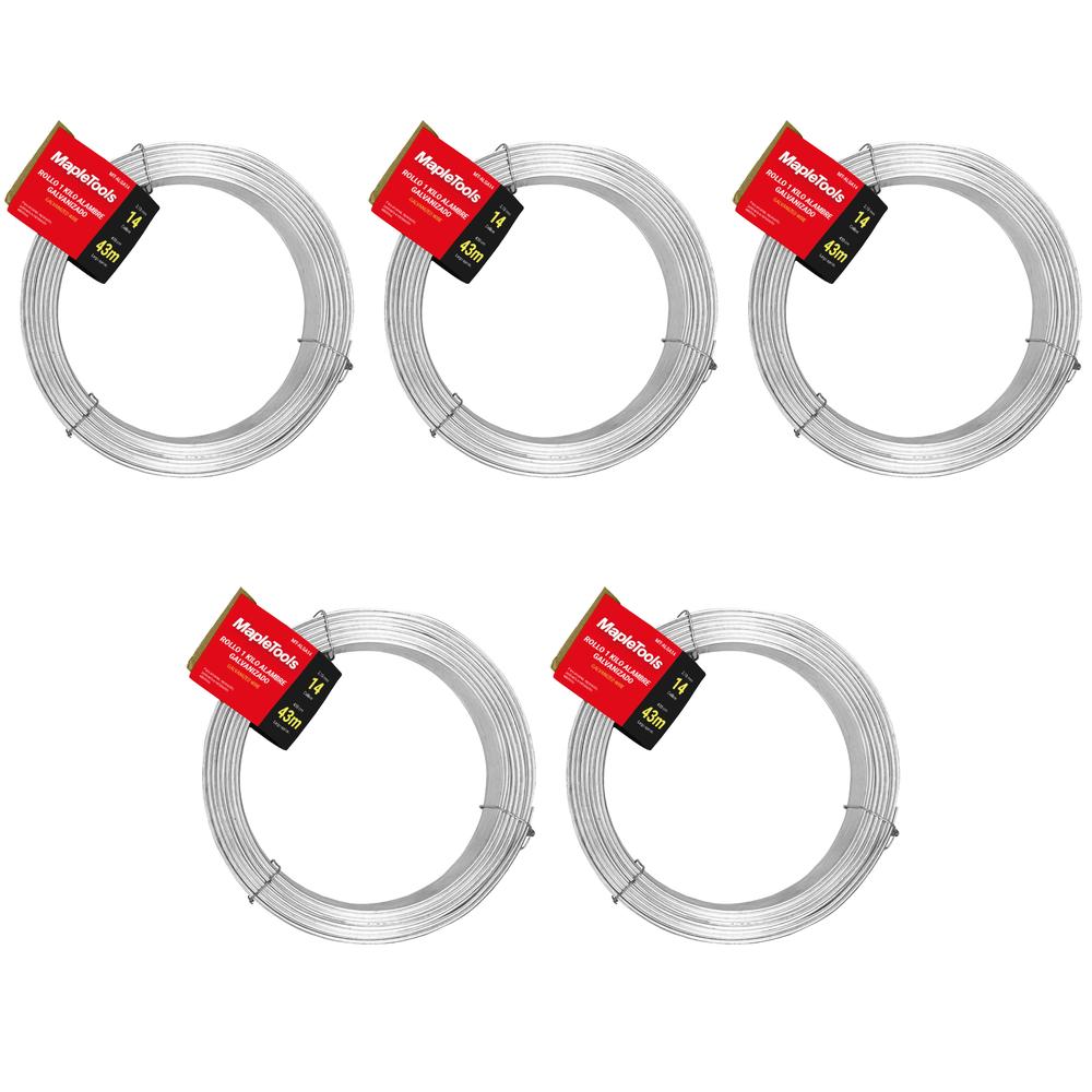 5 Rollos Alambre Galvanizado Calibre 14 1kg c/u Maple Tools