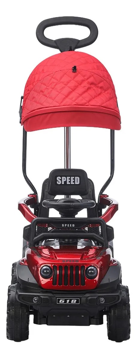 Carrito Montable Sombrilla Push Car Luces Y Sonido Niño Color Rojo