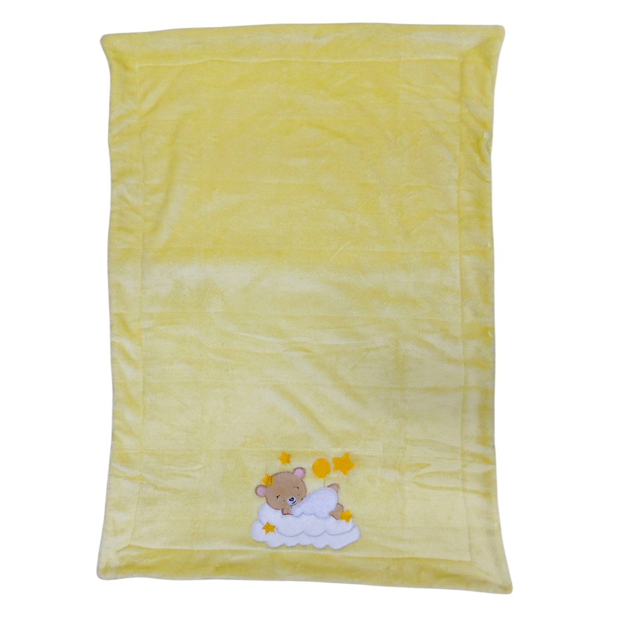Cobertor Aborregado Bordado Y Almohada Amarillo Tamaño Baby O Viajero