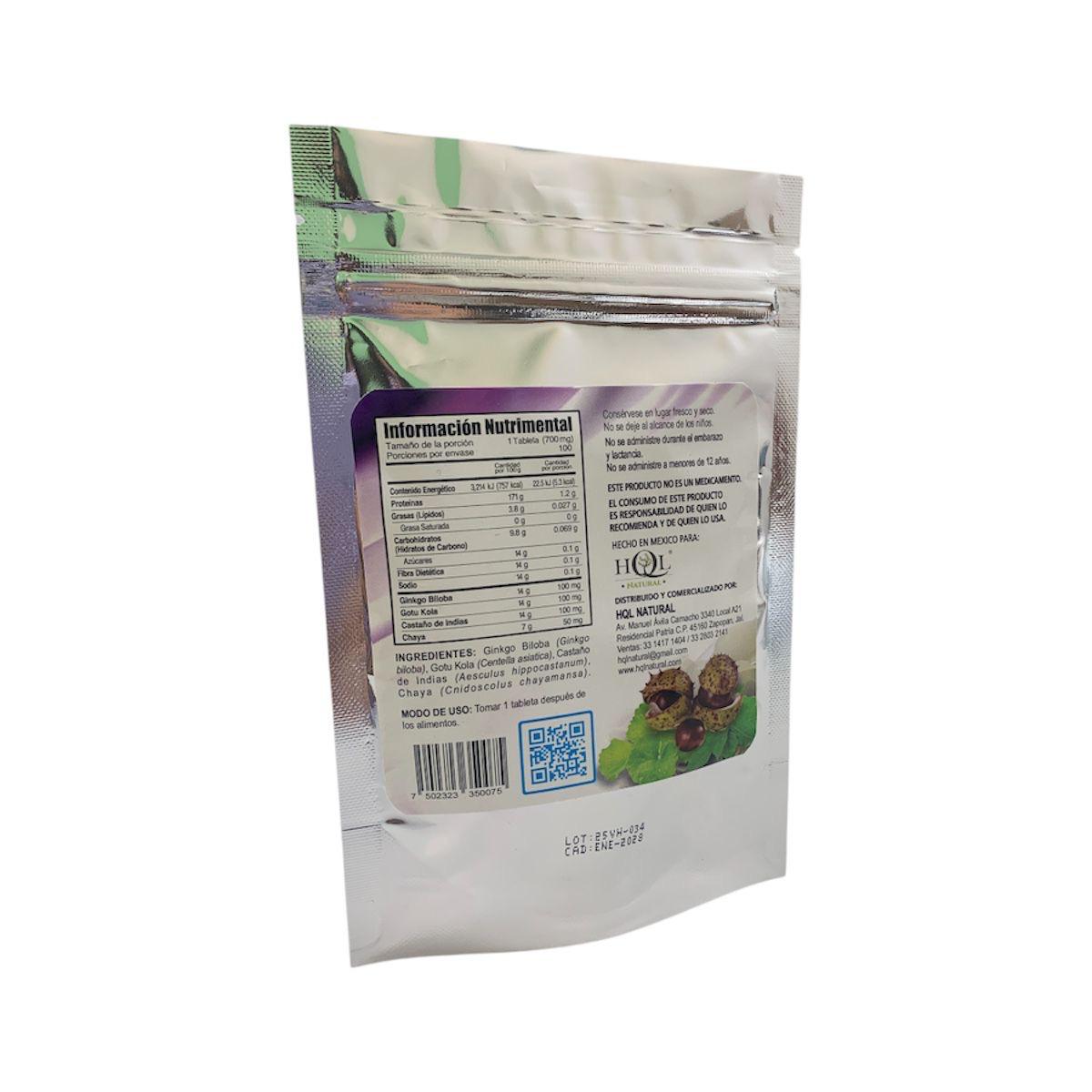 CASDIN Castaño de Indias, Chaya, Gotu Kola, Ginkgo Biloba 100 tabs 700 mg  HQL.