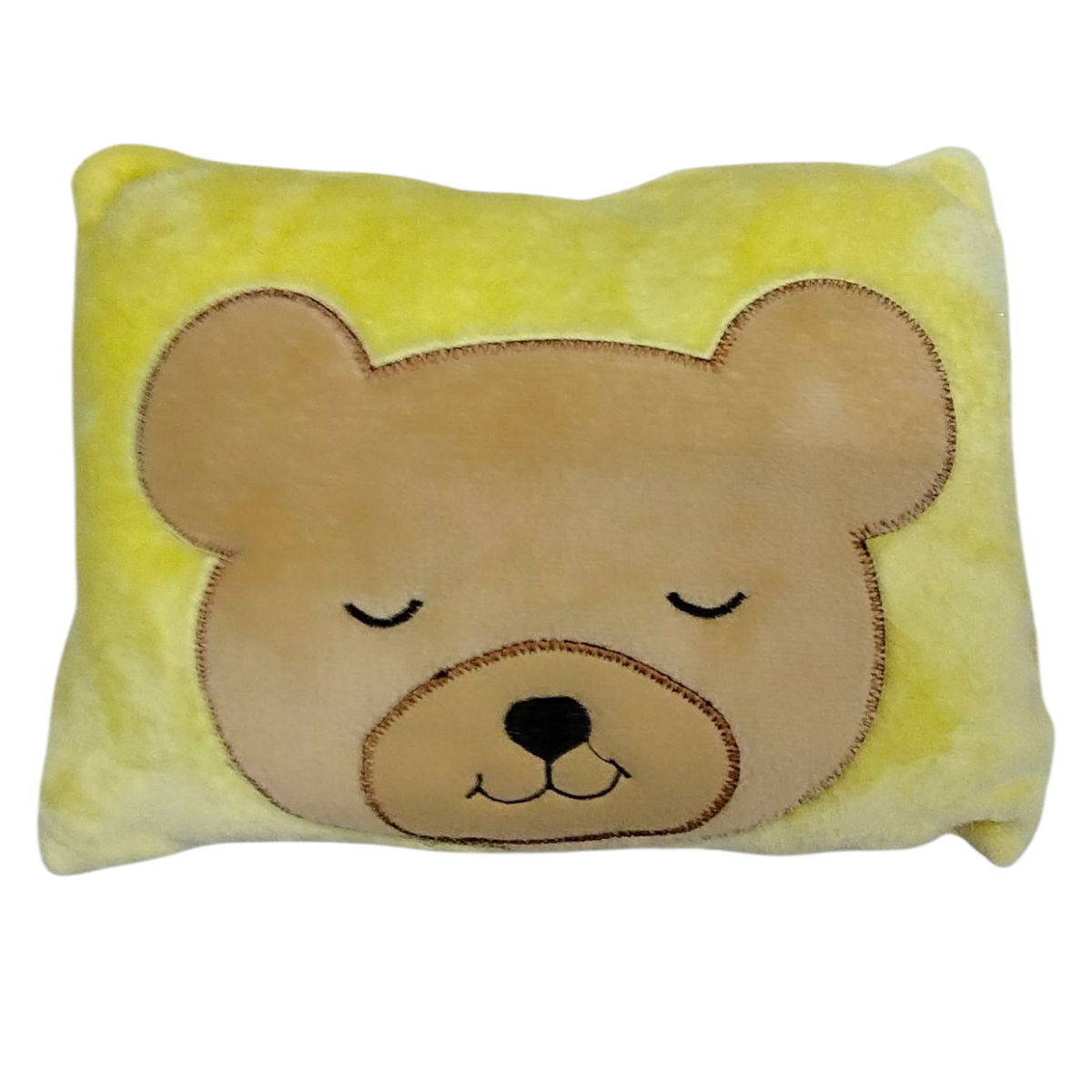 Cobertor Aborregado Bordado Y Almohada Amarillo Tamaño Baby O Viajero