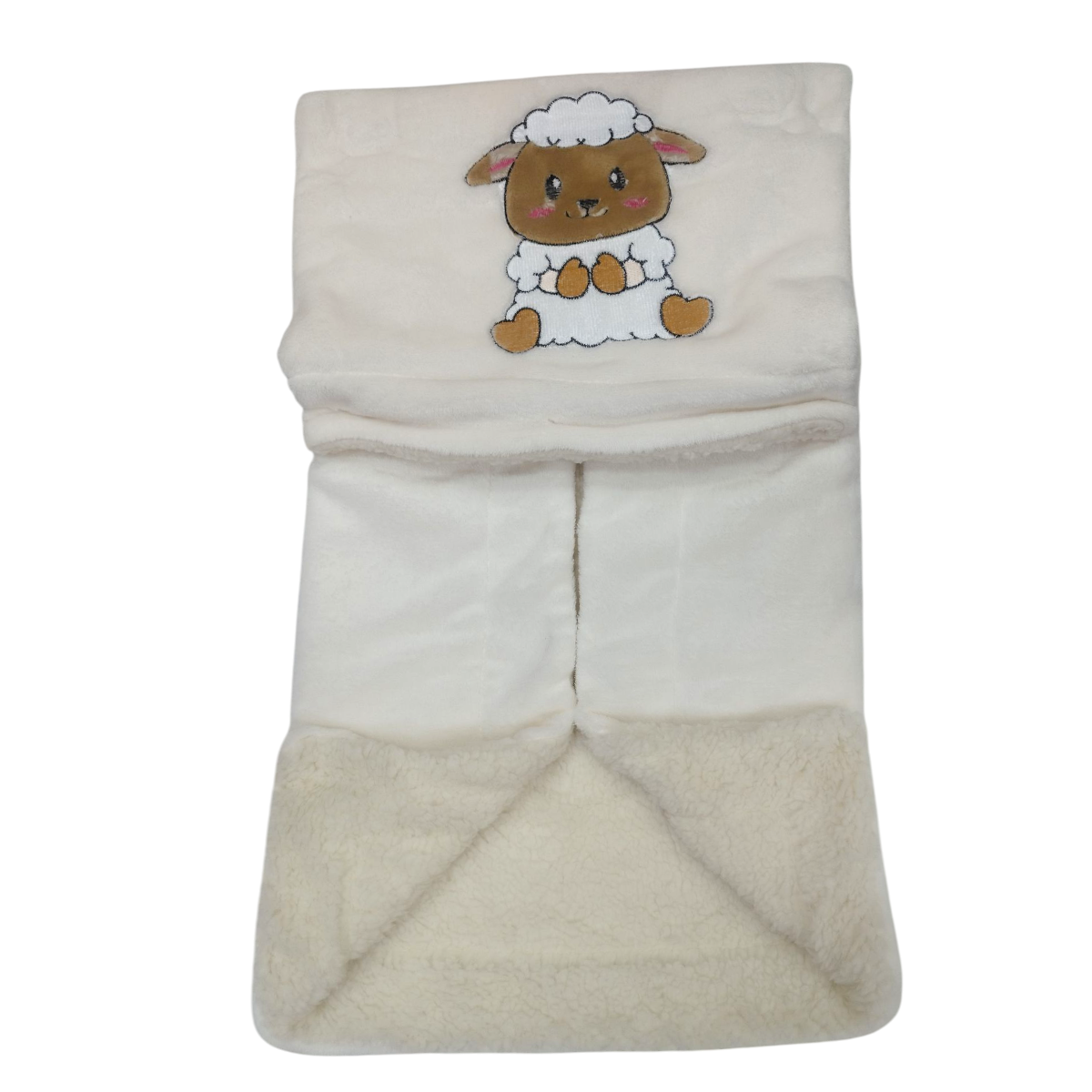 Cobertor Aborregado Bordado Y Almohada Beige Tamaño Baby O Viajero