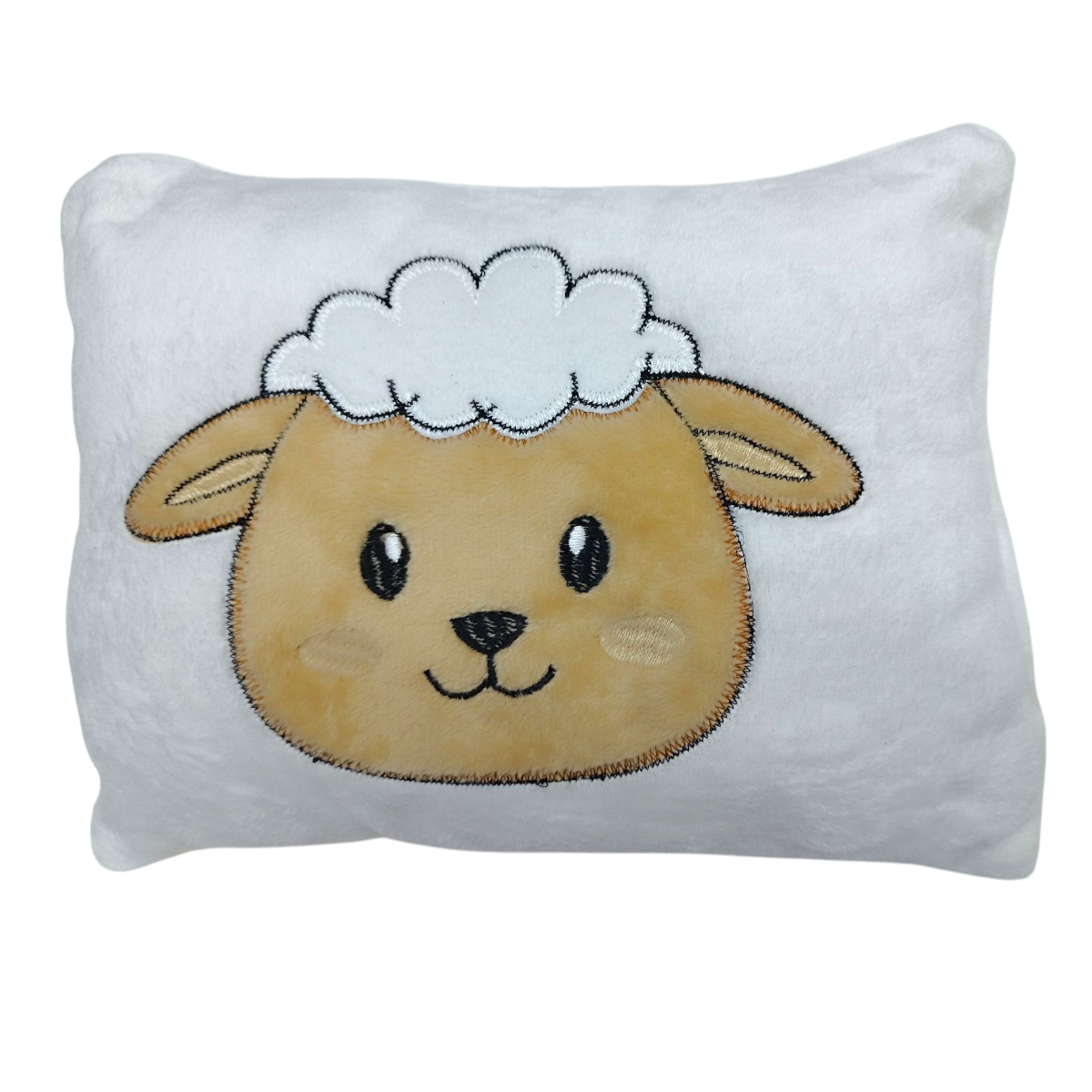 Cobertor Aborregado Bordado Y Almohada Beige Tamaño Baby O Viajero