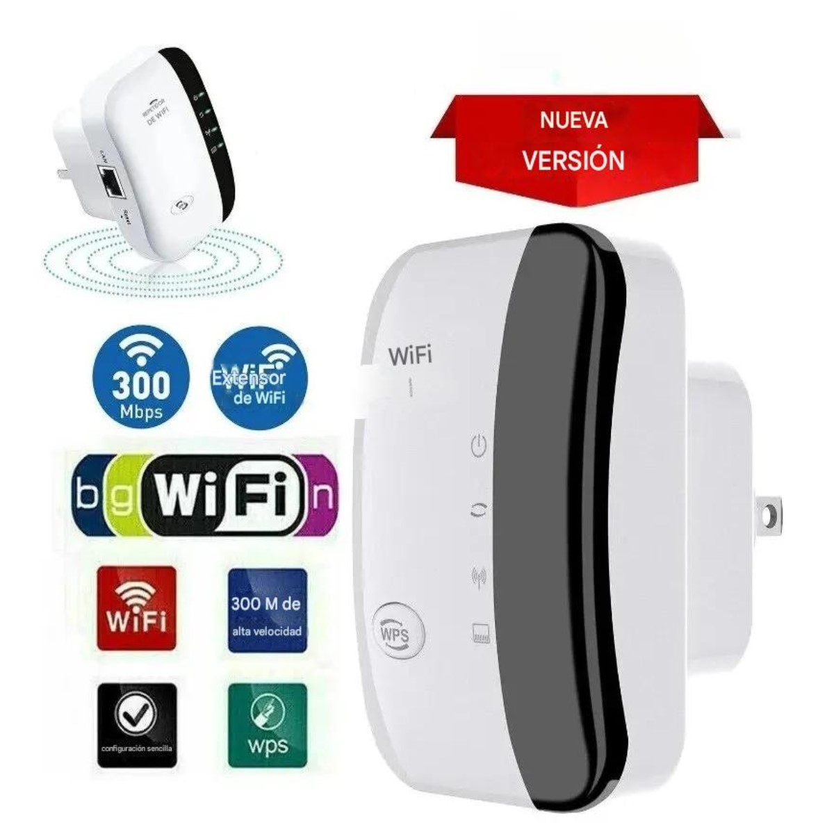 Repetidor Amplificador Señal Wifi blanco 300mbps Inalámbrico Extensor RJ45 rompe muros internet