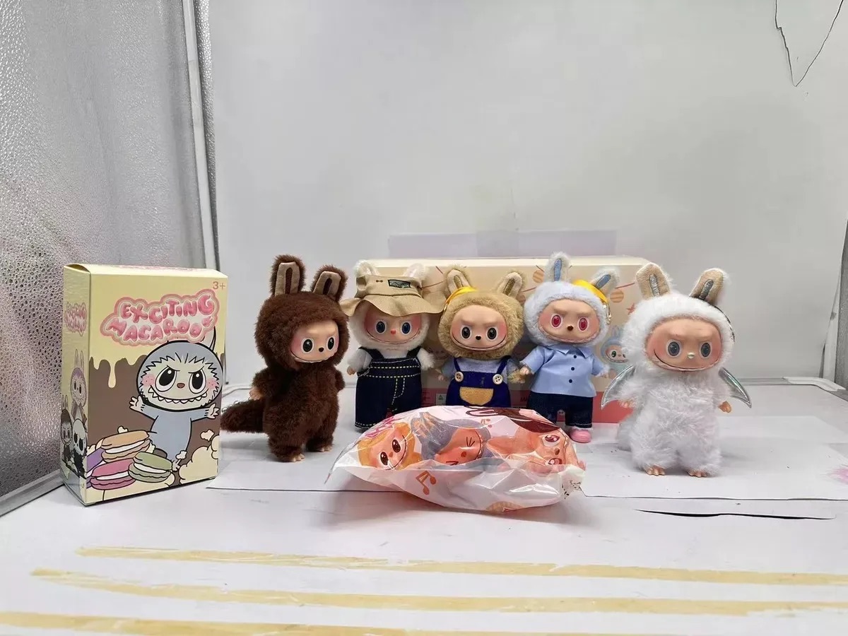 figura peluche compatible con Labubu Macaroon edición especial caja sorpresa blind box 