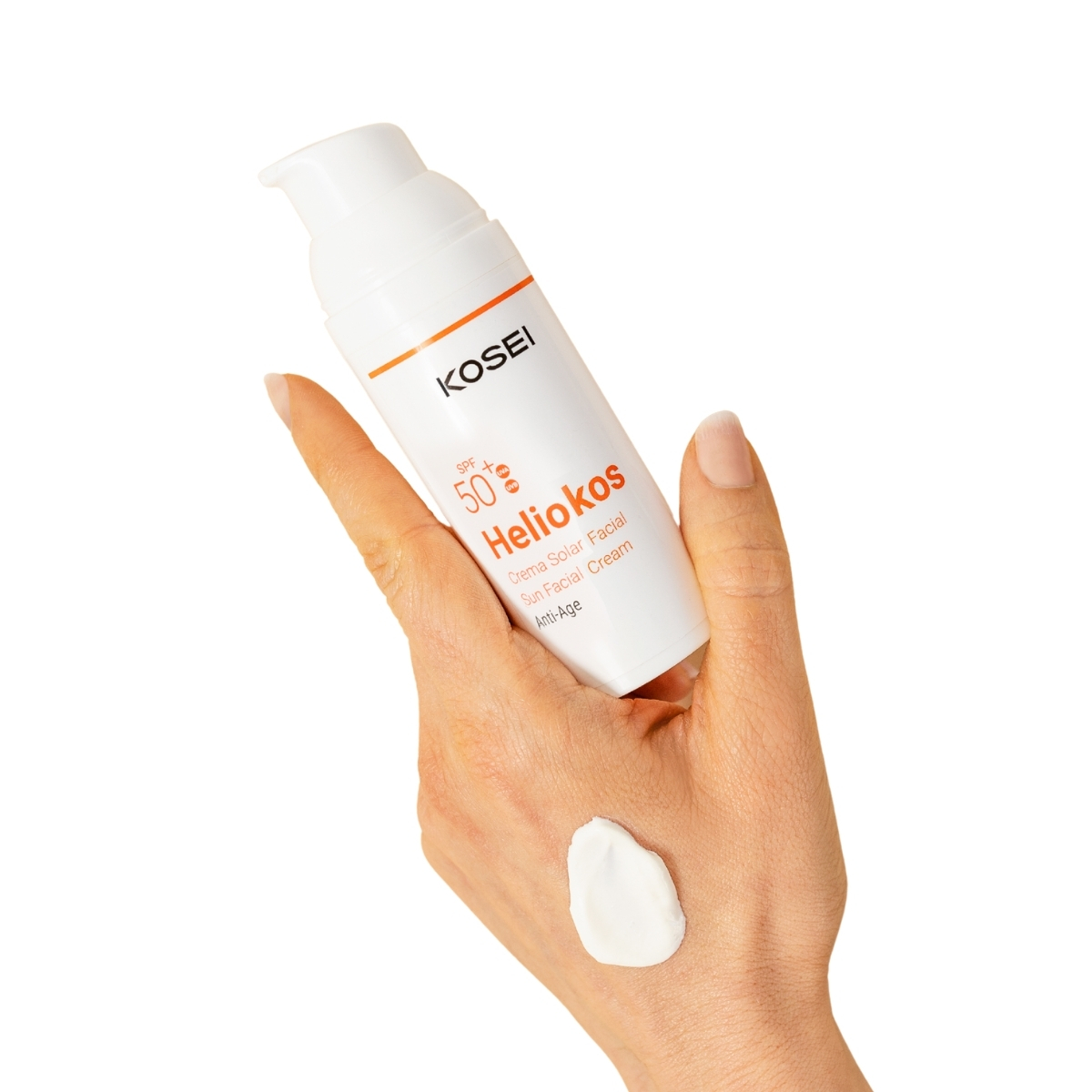 KOSEI Heliokos Protector solar facial antiedad FPS50+ con células madre y vitamina E, textura ligera para todo tipo de piel, 50ml
