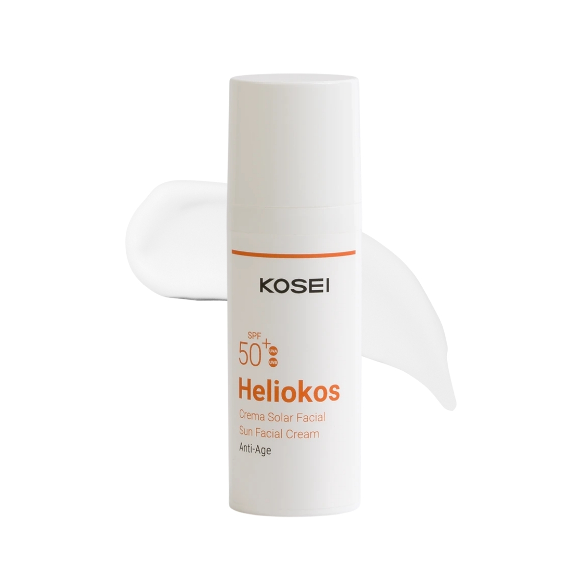 KOSEI Heliokos Protector solar facial antiedad FPS50+ con células madre y vitamina E, textura ligera para todo tipo de piel, 50ml