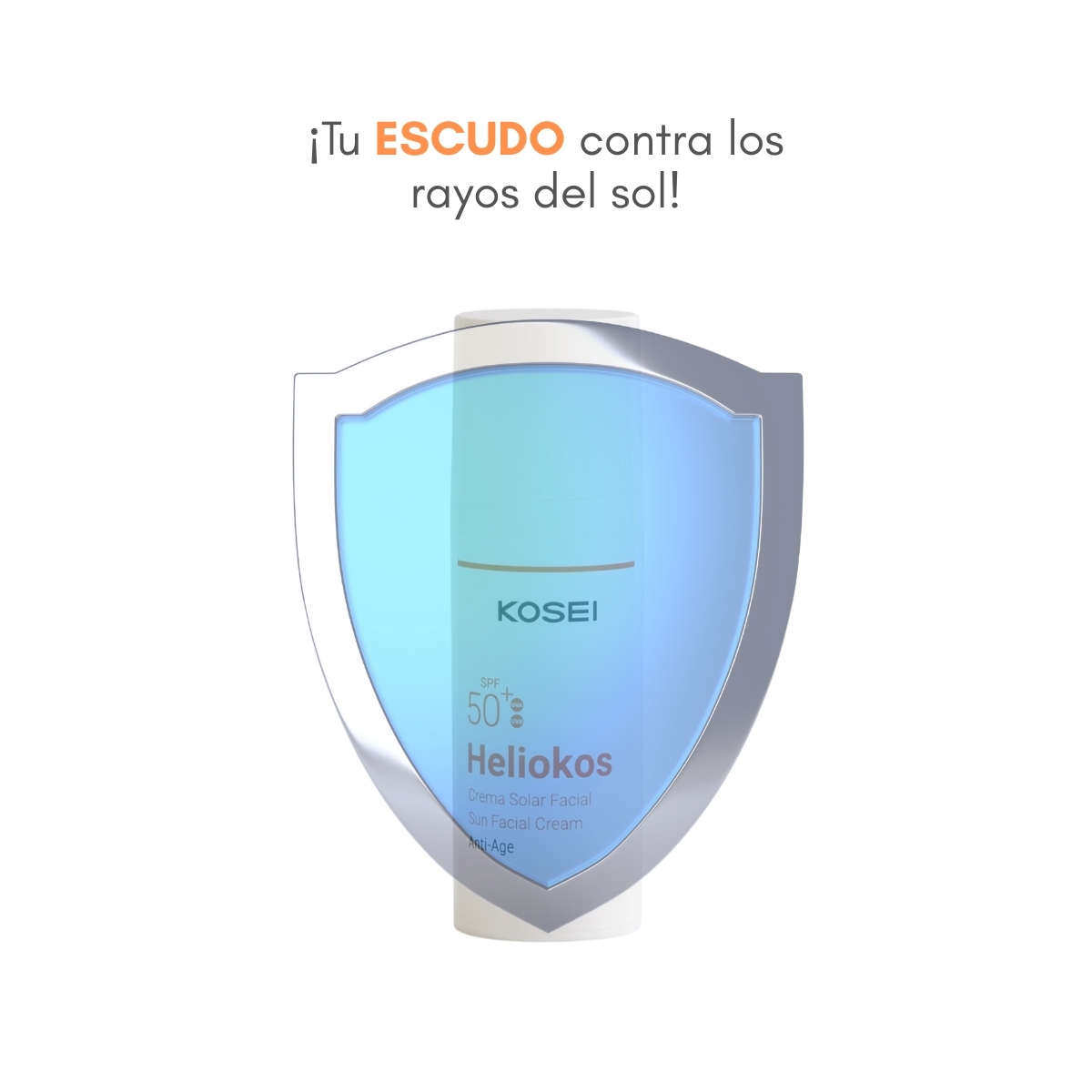 KOSEI Heliokos Protector solar facial antiedad FPS50+ con células madre y vitamina E, textura ligera para todo tipo de piel, 50ml