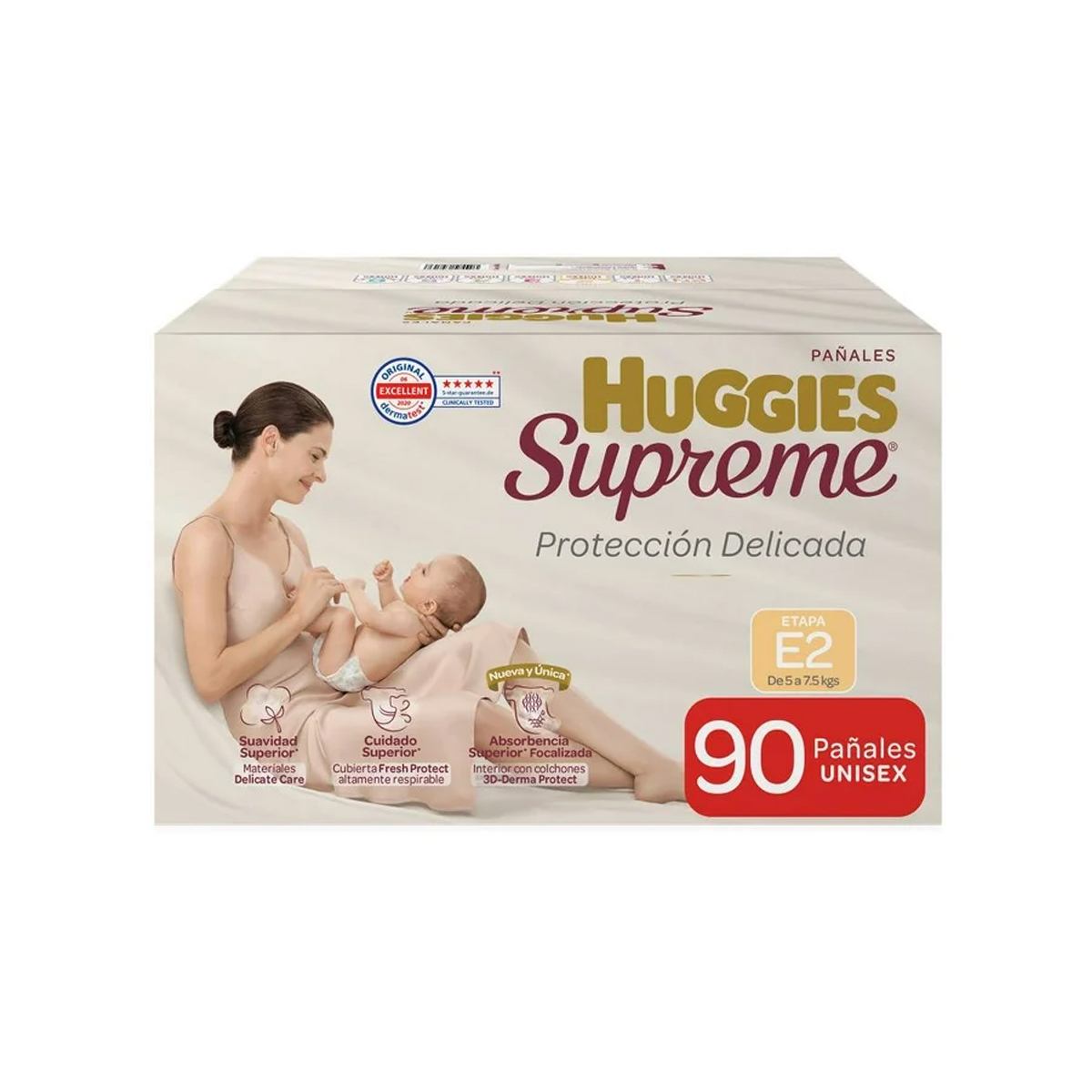 Pañales Huggies Supreme Etapa 2 Unisex 90 Pañales