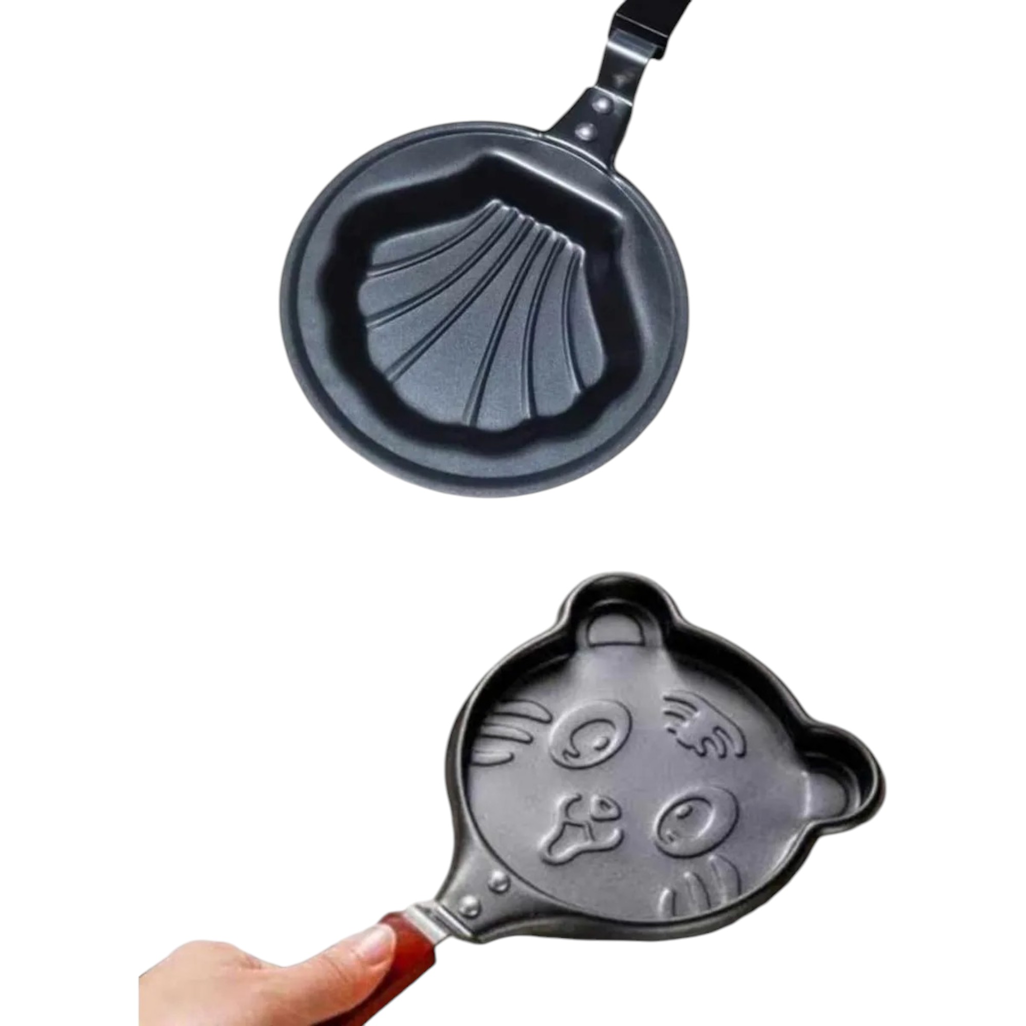 Pack De 2 Mini Sarten De Teflon De Figuras, Disenos Varios, almeja y tigre