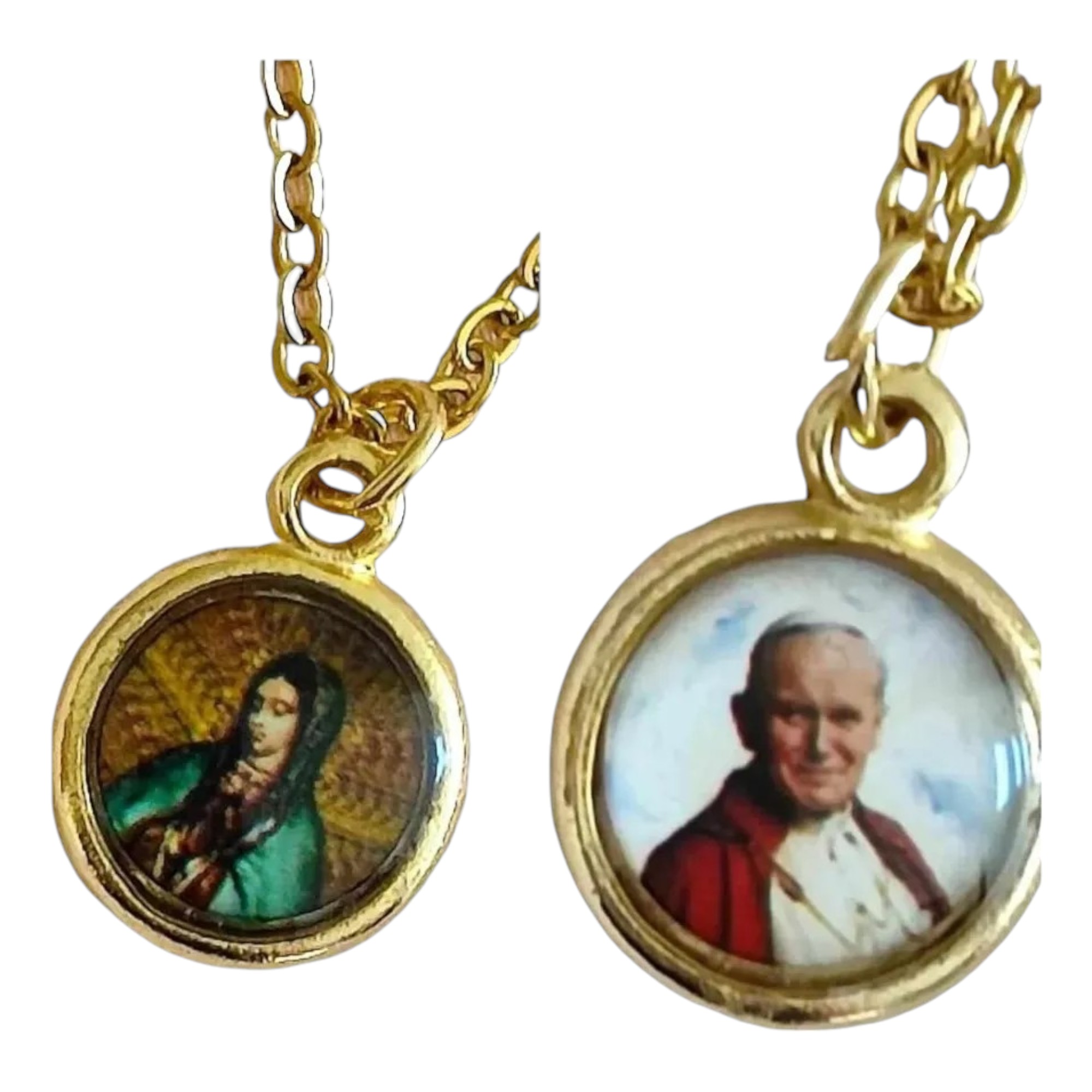 Collar Virgen De Guadalupe Y Juan Pablo Ii,medalla Virgen 