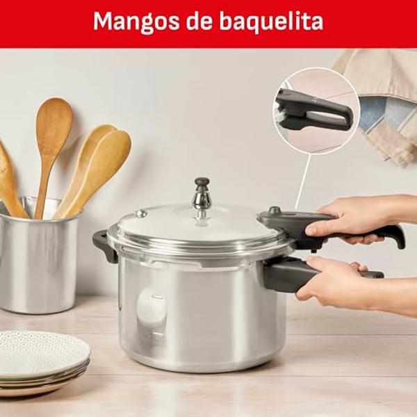 T-fal Olla Express de aluminio 6 litros, ¡Máxima seguridad! Olla de Presión que garantiza resultados perfectos en todo momento, 92160PC.
