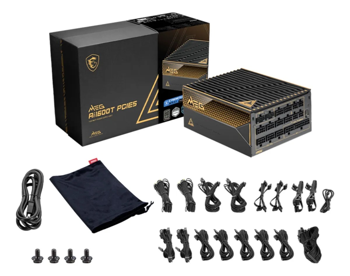 FUENTE MSI MEG AI1600T 1600W 80 PLUS TITANIUM PCIE 5.1 FULL MODULAR ATX MEG AI1600T PCIE5