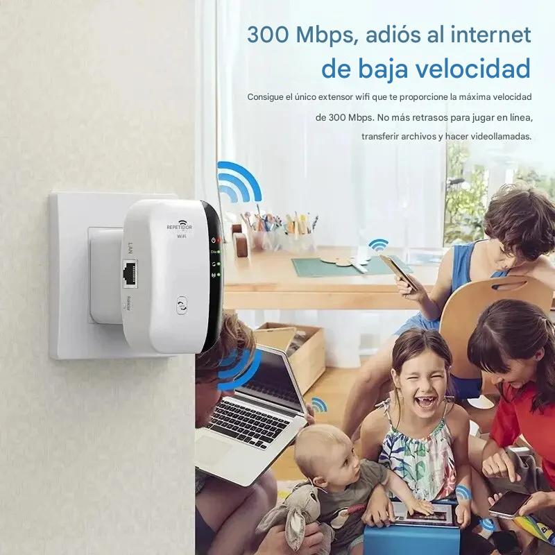Repetidor Amplificador rj45 Wifi negro 300mbps casa negocio Inalámbrico Extensor RJ45 internet cel