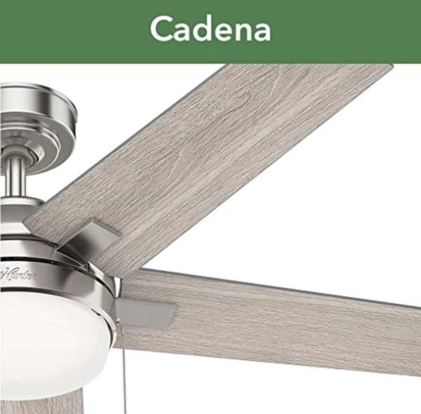 HUNTER, Ventilador de Techo con Cadena, Bartlett, Ventilador con Luz para Interiores, 5 Aspas, Color Níquel Cepillado, 52 Pulgadas, Modelo 51329