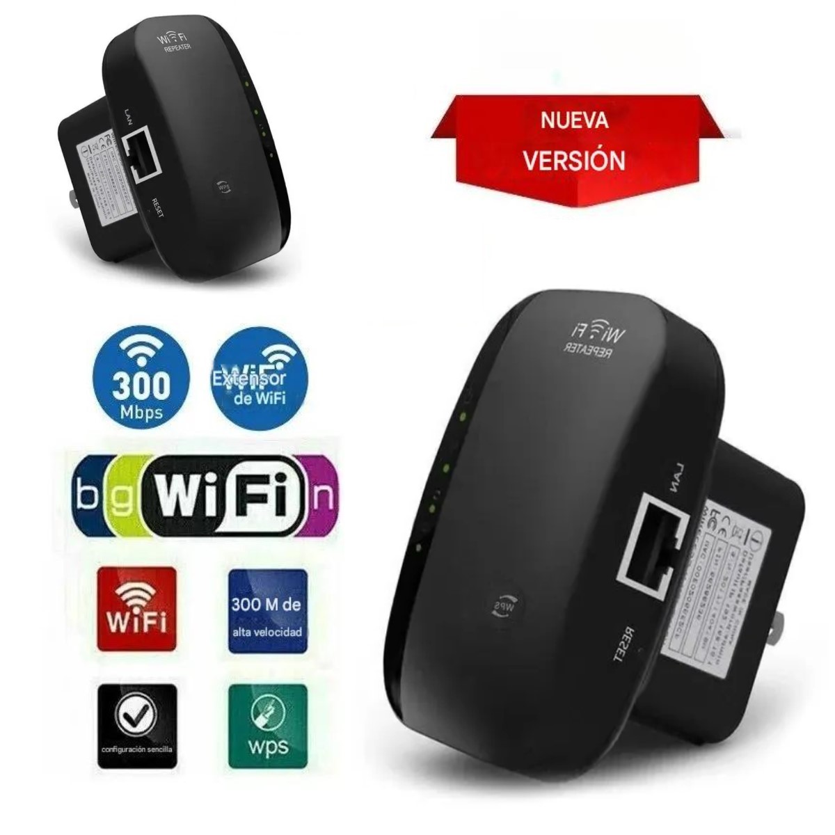 Repetidor Amplificador rj45 Wifi negro 300mbps casa negocio Inalámbrico Extensor RJ45 internet cel
