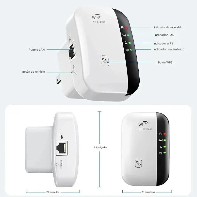 Repetidor Amplificador rj45 Wifi negro 300mbps casa negocio Inalámbrico Extensor RJ45 internet cel