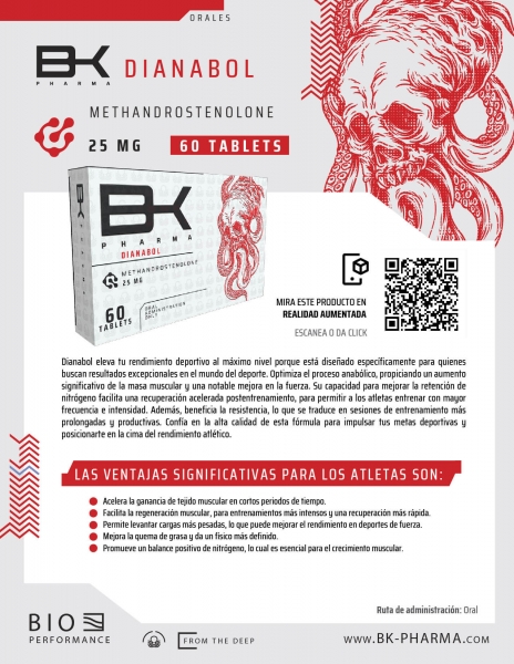 Dianabol BK Pharma Oral Metandrostenolona 25mg x 60 Tabs Masa y Fuerza