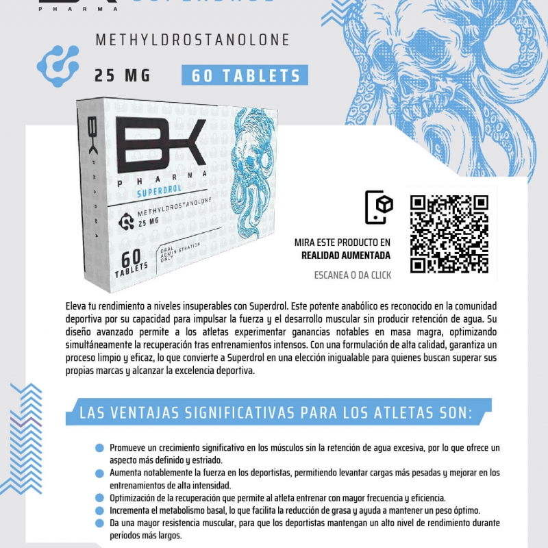 Superdrol BK Pharma Oral Metildrostanolona 25mg x 60 Tabs Masa y Definición