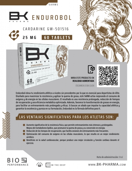 Endurobol BK Pharma Oral Cardarine GW-501516 25mg x 60 Tabs Resistencia Total