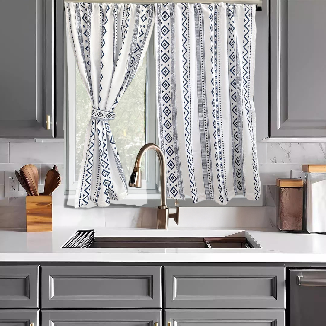 Béla Home Cortinas Cocina Estampada 1.30 Alto X 2m Ancho (Tribal).