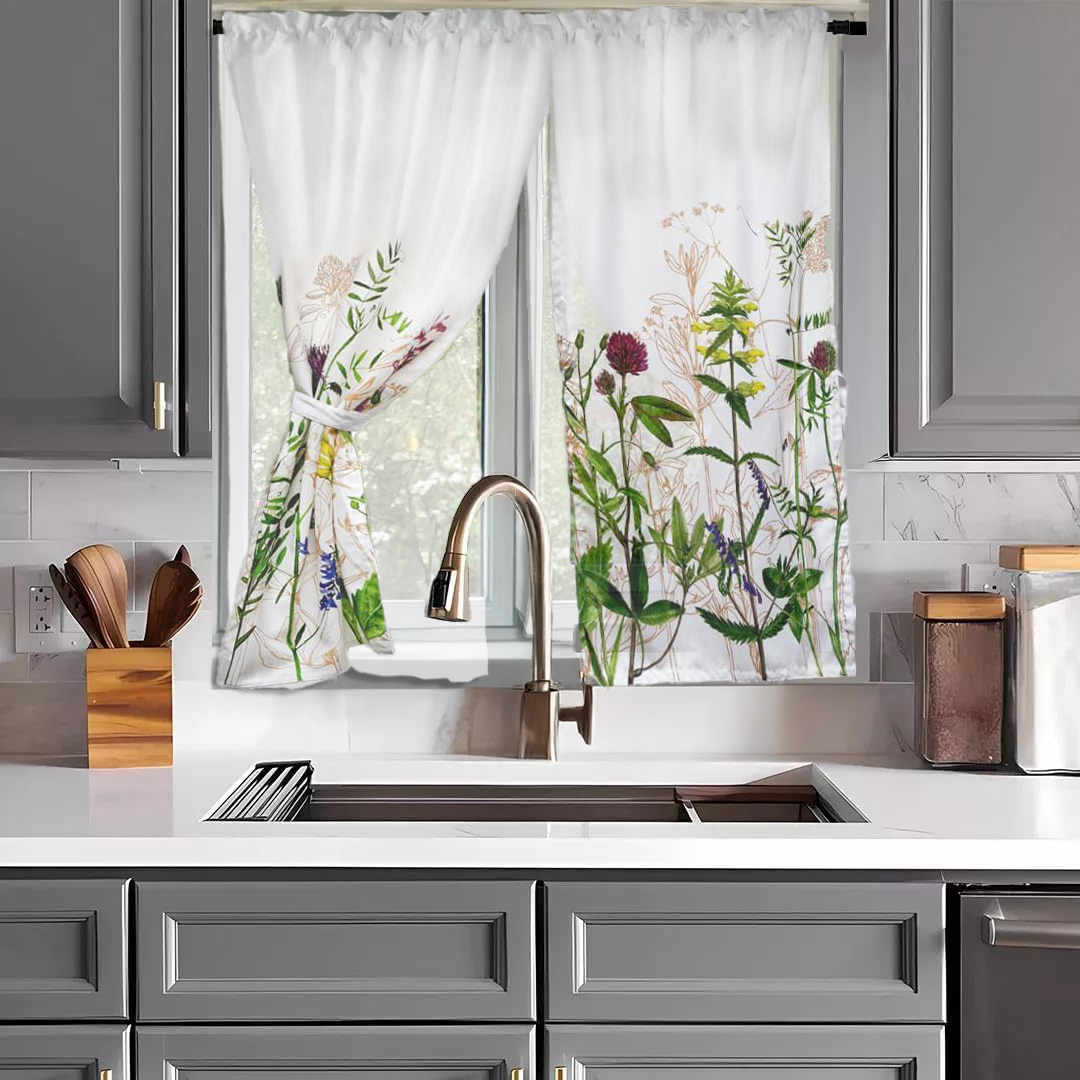 Béla Home Cortinas Cocina Estampada 1.30 Alto X 2m Ancho (Flora).