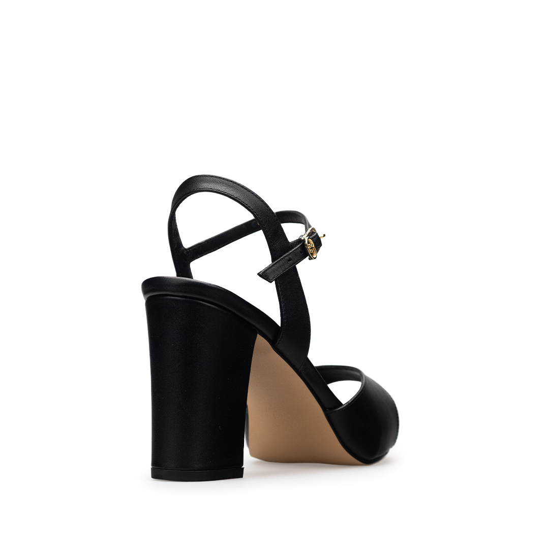 Zapatillas De Tacón Davenia De Piel Sandalia De Tacón Para Dama Mod. Olivia Negro