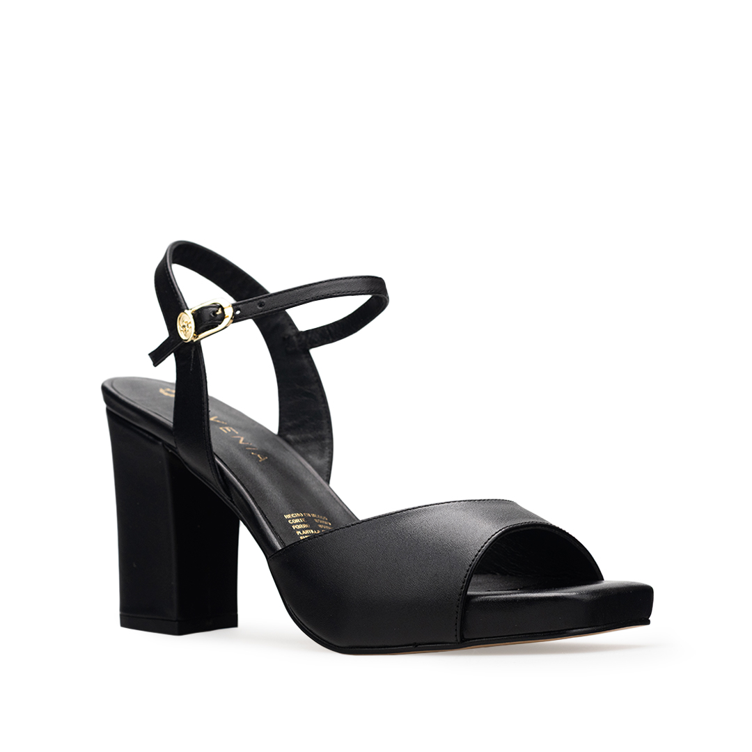 Zapatillas De Tacón Davenia De Piel Sandalia De Tacón Para Dama Mod. Olivia Negro